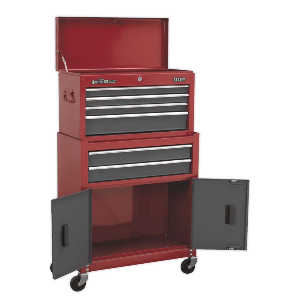 Sealey Topchest & Rollcab Combination 6 Drawer with Ball Bearing Runners - Red/Grey Model No-AP2200BB