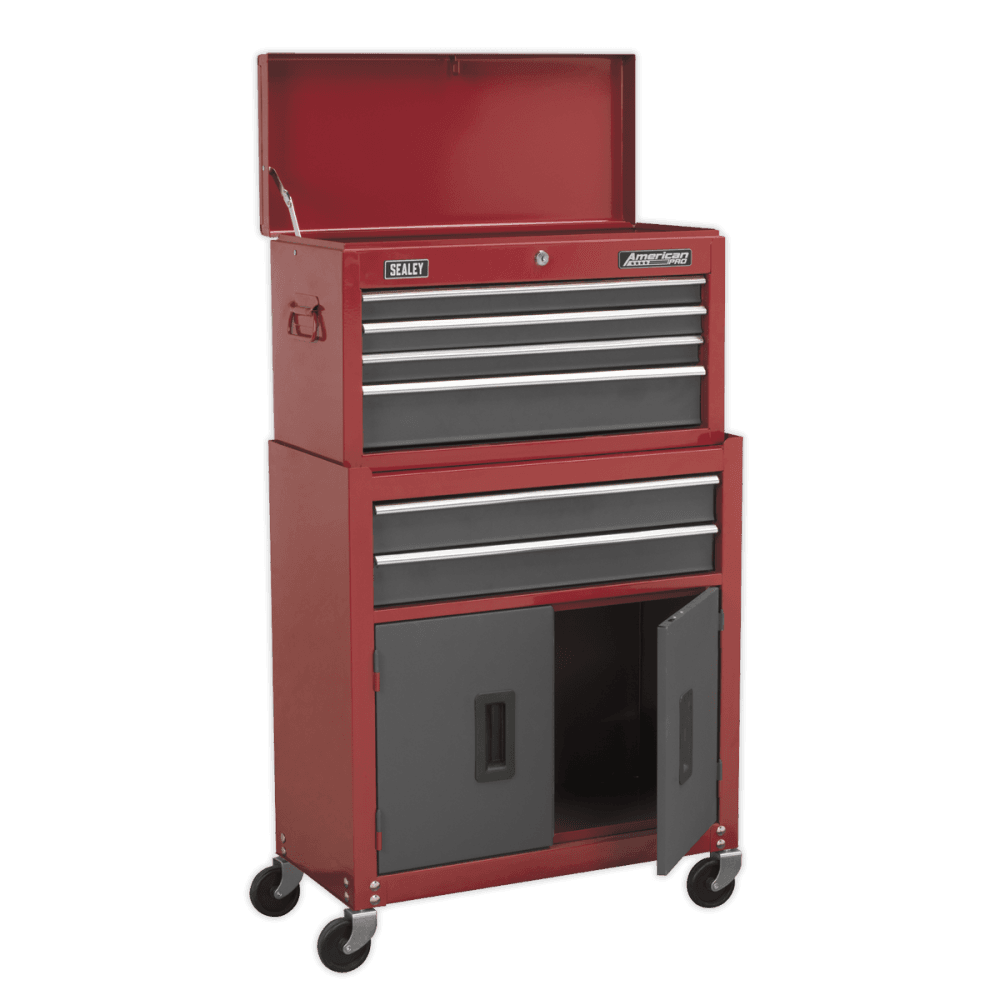 Sealey Topchest & Rollcab Combination 6 Drawer with Ball Bearing Runners - Red/Grey Model No-AP2200BB
