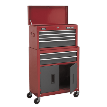 Sealey Topchest & Rollcab Combination 6 Drawer with Ball Bearing Runners - Red/Grey Model No-AP2200BB