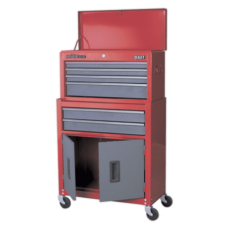 Sealey Topchest & Rollcab Combination 6 Drawer with Ball Bearing Runners - Red/Grey Model No-AP2200BB
