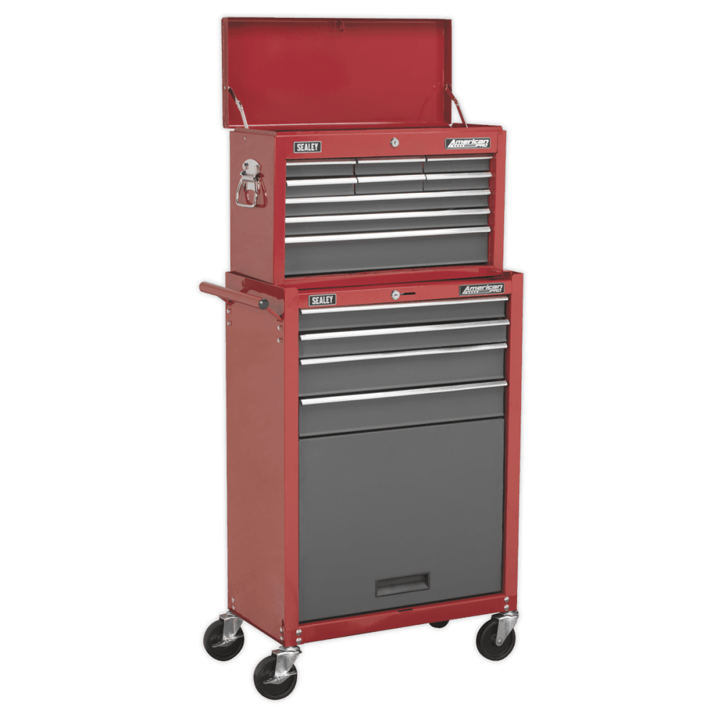 Sealey Topchest & Rollcab Combination 13 Drawer with Ball Bearing Runners - Red/Grey Model No-AP22513BB