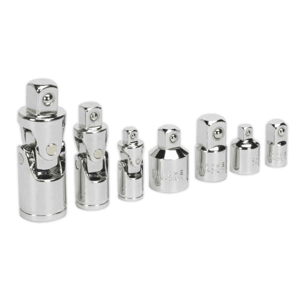Sealey Universal Joint & Socket Adaptor Set 7pc 1/4", 3/8" & 1/2"Sq Drive Model No-AK2737