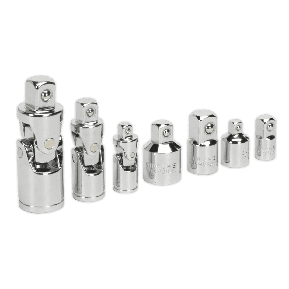 Sealey Universal Joint & Socket Adaptor Set 7pc 1/4", 3/8" & 1/2"Sq Drive Model No-AK2737