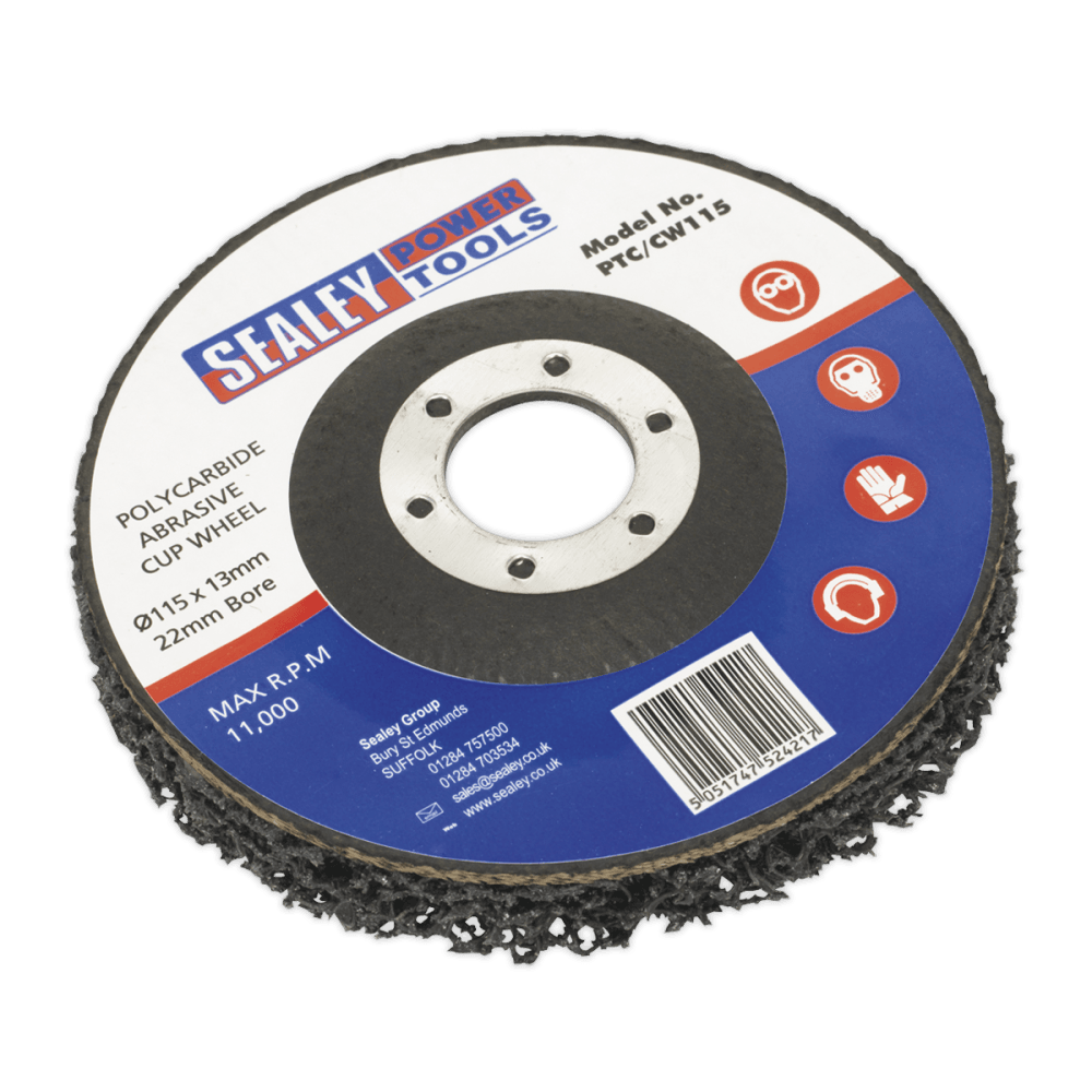 Sealey Polycarbide Cup Wheel 115 x 13 x 22mm Model No-PTC/CW115