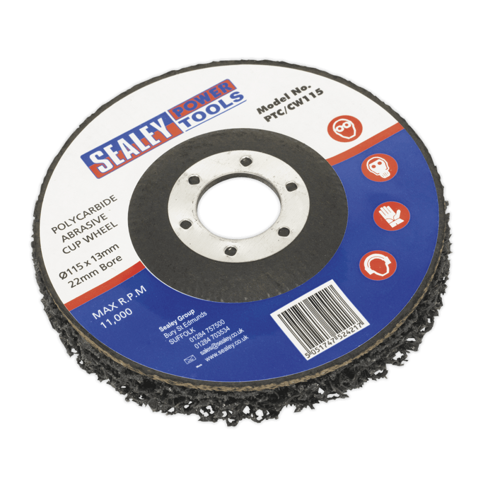 Sealey Polycarbide Cup Wheel 115 x 13 x 22mm Model No-PTC/CW115