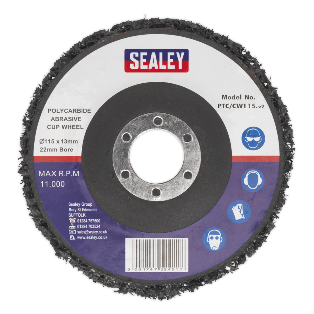 Sealey Polycarbide Cup Wheel 115 x 13 x 22mm Model No-PTC/CW115