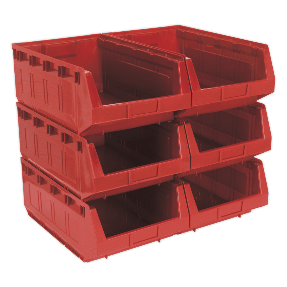 Sealey Plastic Storage Bin 310 x 500 x 190mm - Red Pack of 6 Model No-TPS56R