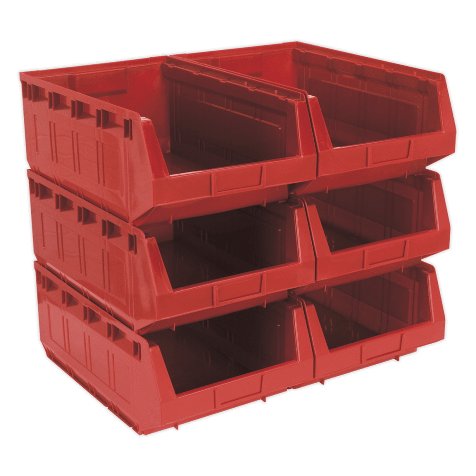 Sealey Plastic Storage Bin 310 x 500 x 190mm - Red Pack of 6 Model No-TPS56R