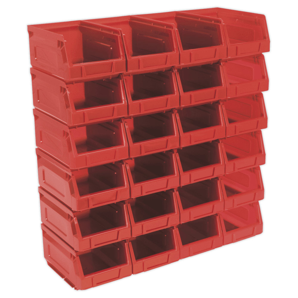 Sealey Plastic Storage Bin 105 x 165 x 83mm - Red Pack of 24 Model No-TPS224R