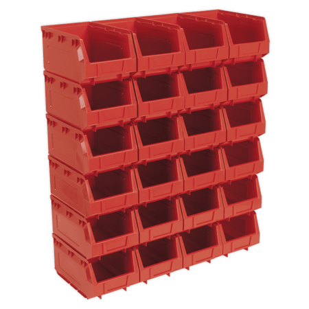 Sealey Plastic Storage Bin 148 x 240 x 128mm - Red Pack of 24 Model No-TPS324R