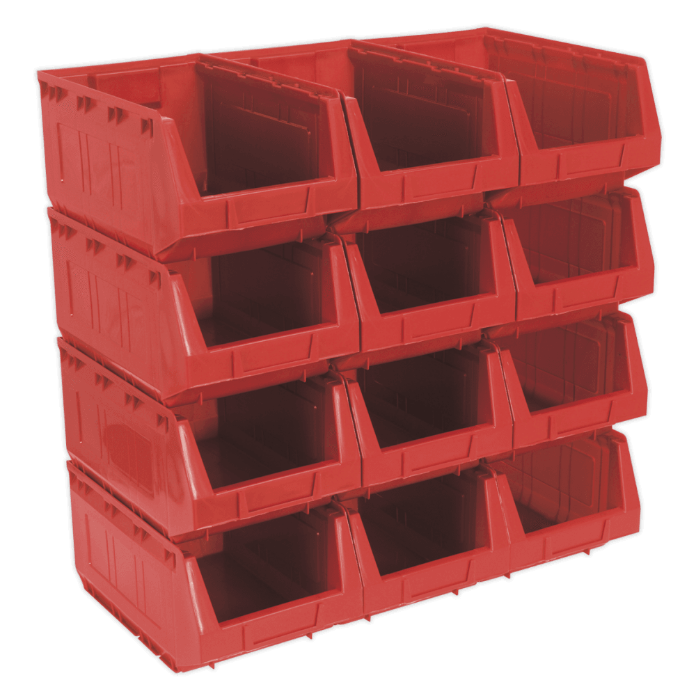 Sealey Plastic Storage Bin 209 x 356 x 164mm - Red Pack of 12 Model No-TPS412R