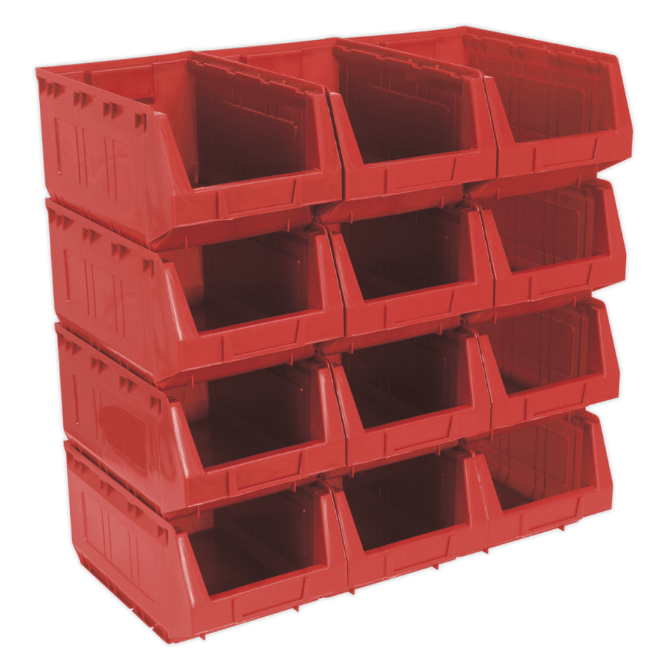 Sealey Plastic Storage Bin 209 x 356 x 164mm - Red Pack of 12 Model No-TPS412R