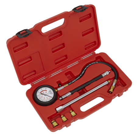 Sealey Petrol Engine Compression Tester Deluxe Kit 6pc Model No-VSE300D