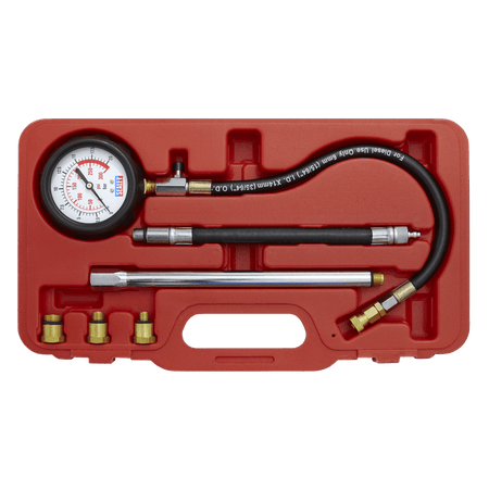 Sealey Petrol Engine Compression Tester Deluxe Kit 6pc Model No-VSE300D