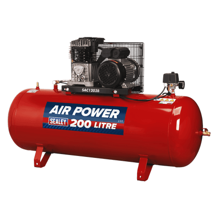 Sealey Compressor 200ltr Belt Drive 3hp with Cast Cylinders Model No-SAC1203B