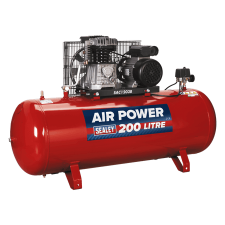 Sealey Compressor 200ltr Belt Drive 3hp with Cast Cylinders Model No-SAC1203B