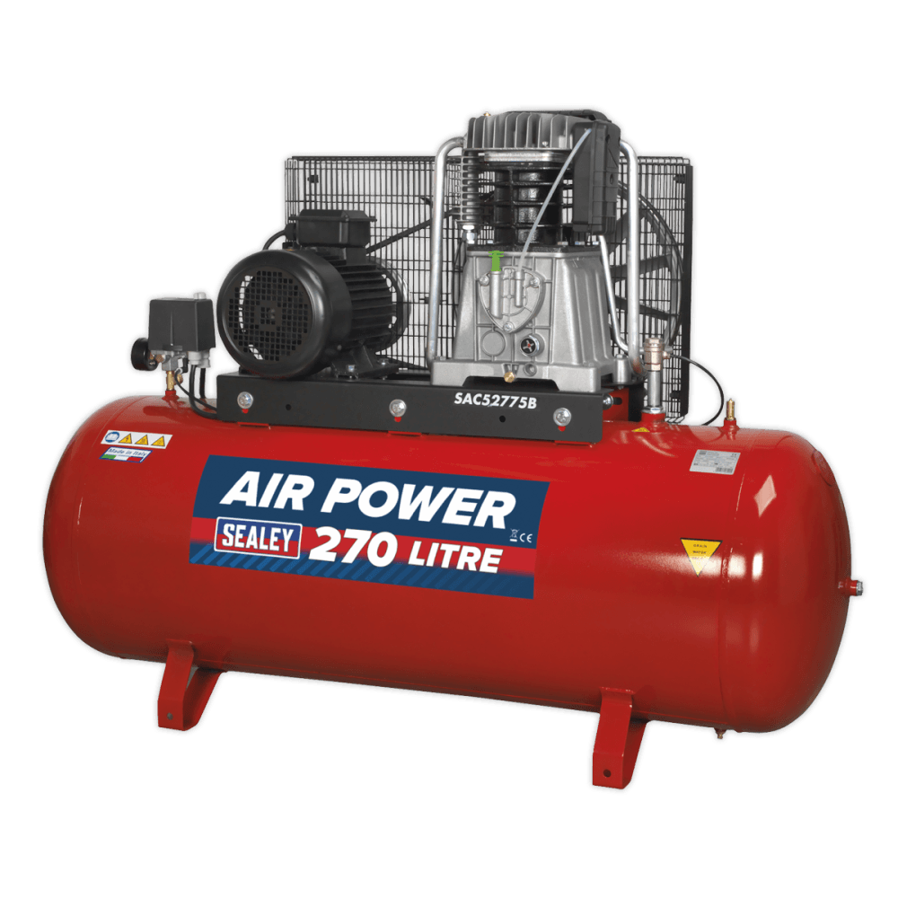 Sealey Compressor 270ltr Belt Drive 7.5hp 3ph 2-Stage with Cast Cylinders Model No-SAC52775B