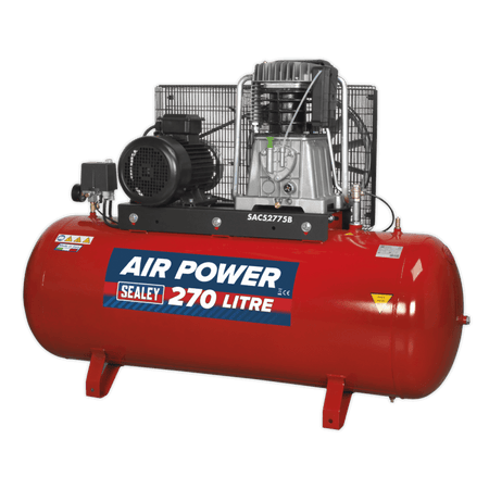 Sealey Compressor 270ltr Belt Drive 7.5hp 3ph 2-Stage with Cast Cylinders Model No-SAC52775B