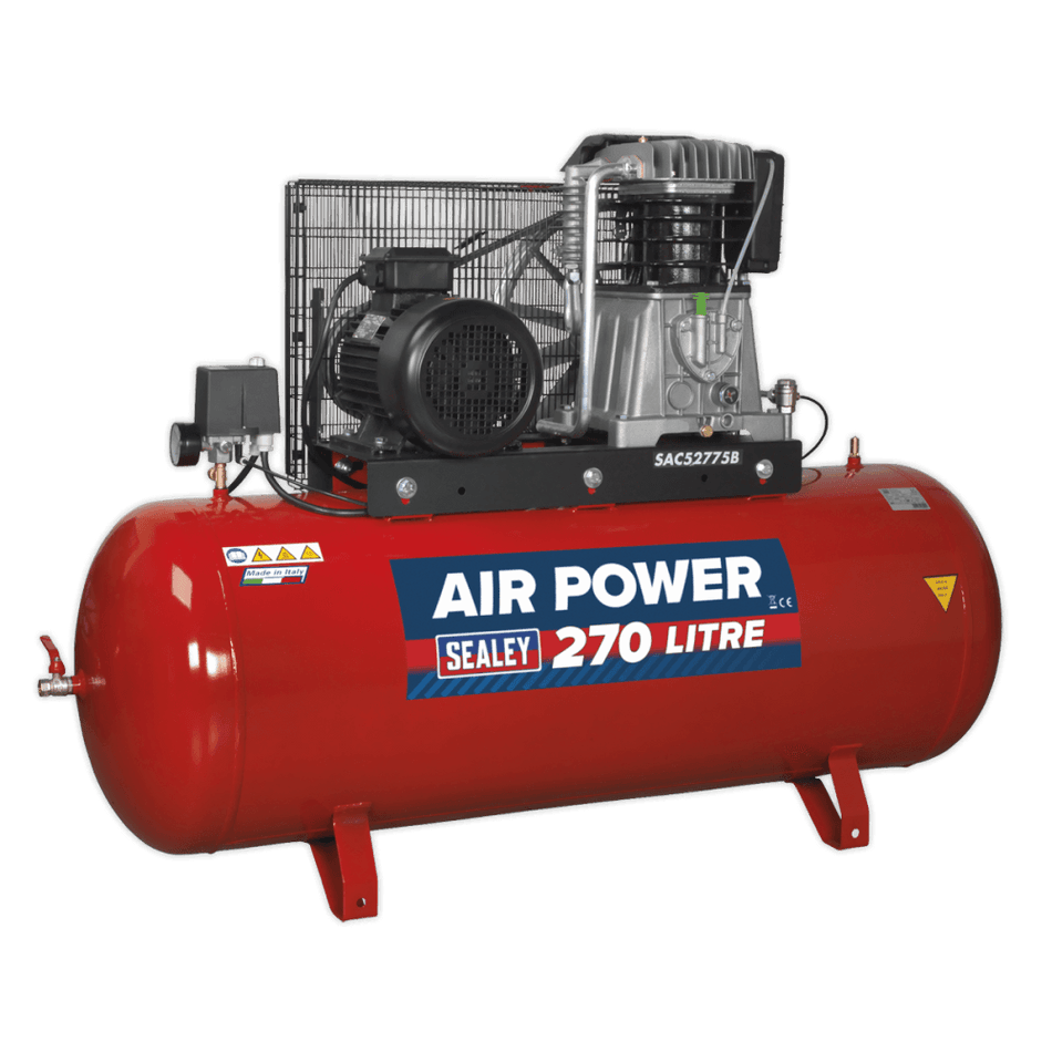 Sealey Compressor 270ltr Belt Drive 7.5hp 3ph 2-Stage with Cast Cylinders Model No-SAC52775B