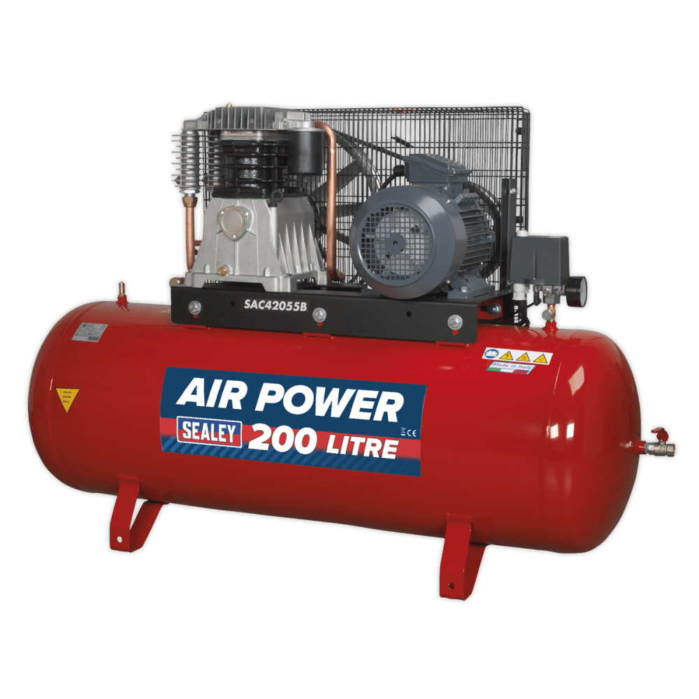 Sealey Compressor 200ltr Belt Drive 5.5hp 3ph 2-Stage with Cast Cylinders Model No-SAC42055B