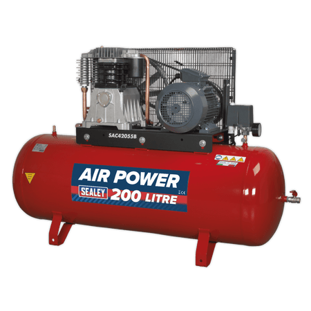 Sealey Compressor 200ltr Belt Drive 5.5hp 3ph 2-Stage with Cast Cylinders Model No-SAC42055B
