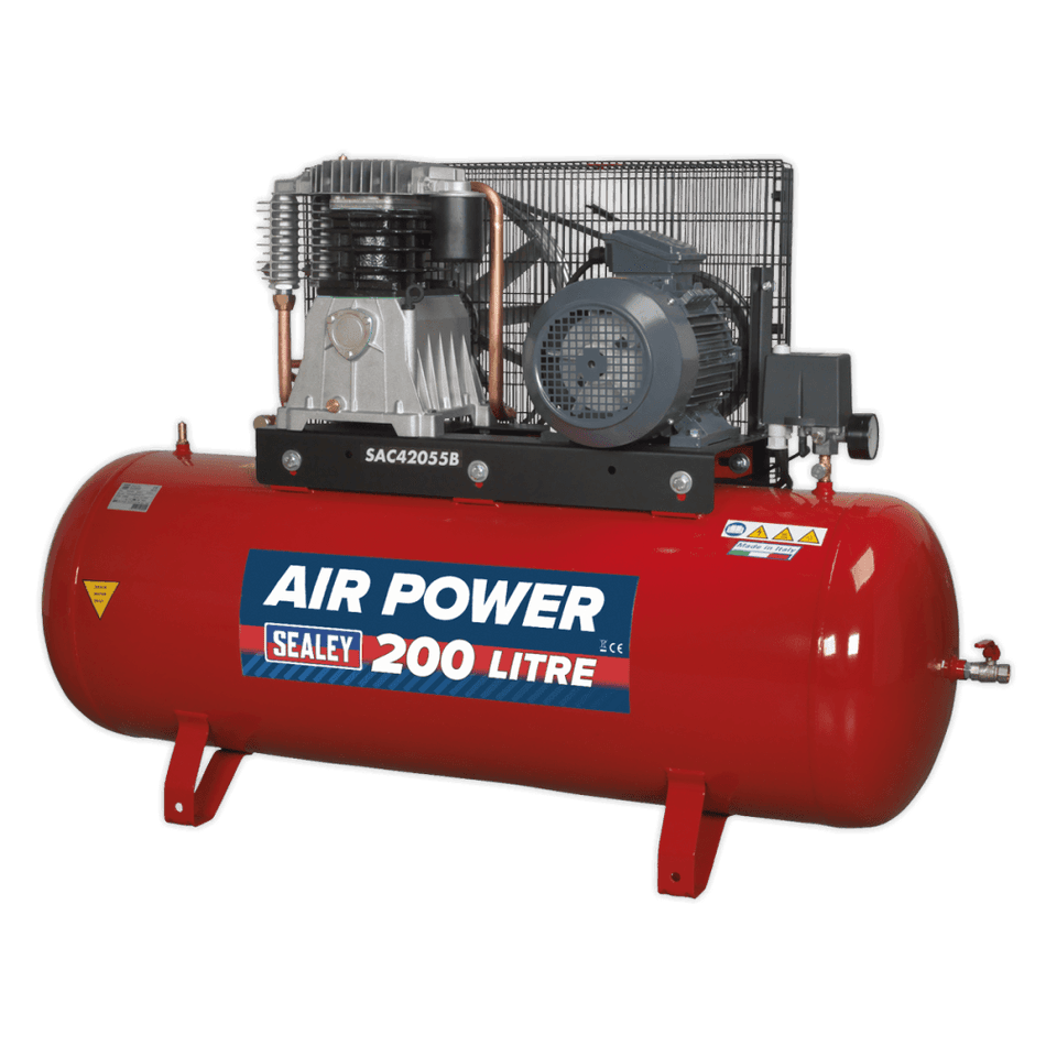 Sealey Compressor 200ltr Belt Drive 5.5hp 3ph 2-Stage with Cast Cylinders Model No-SAC42055B