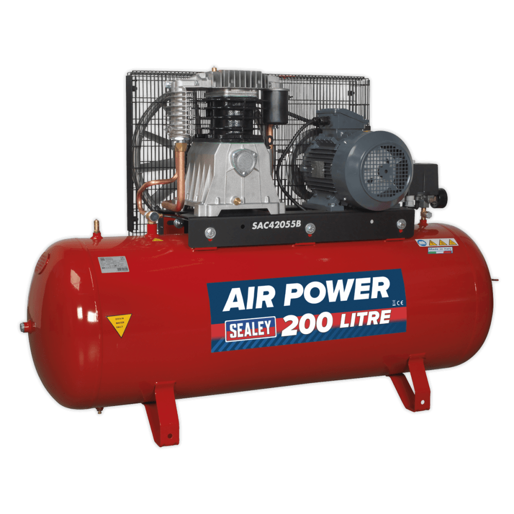 Sealey Compressor 200ltr Belt Drive 5.5hp 3ph 2-Stage with Cast Cylinders Model No-SAC42055B