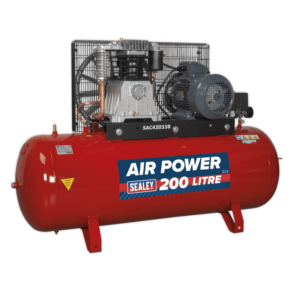 Sealey Compressor 200ltr Belt Drive 5.5hp 3ph 2-Stage with Cast Cylinders Model No-SAC42055B