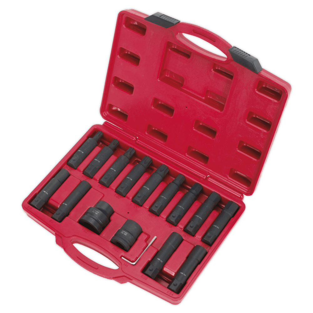Sealey Impact Hex, TRX-Star* & TRX-Star* Female Socket Bit Set 16pc 3/4" & 1"Sq Drive Model No-SX098