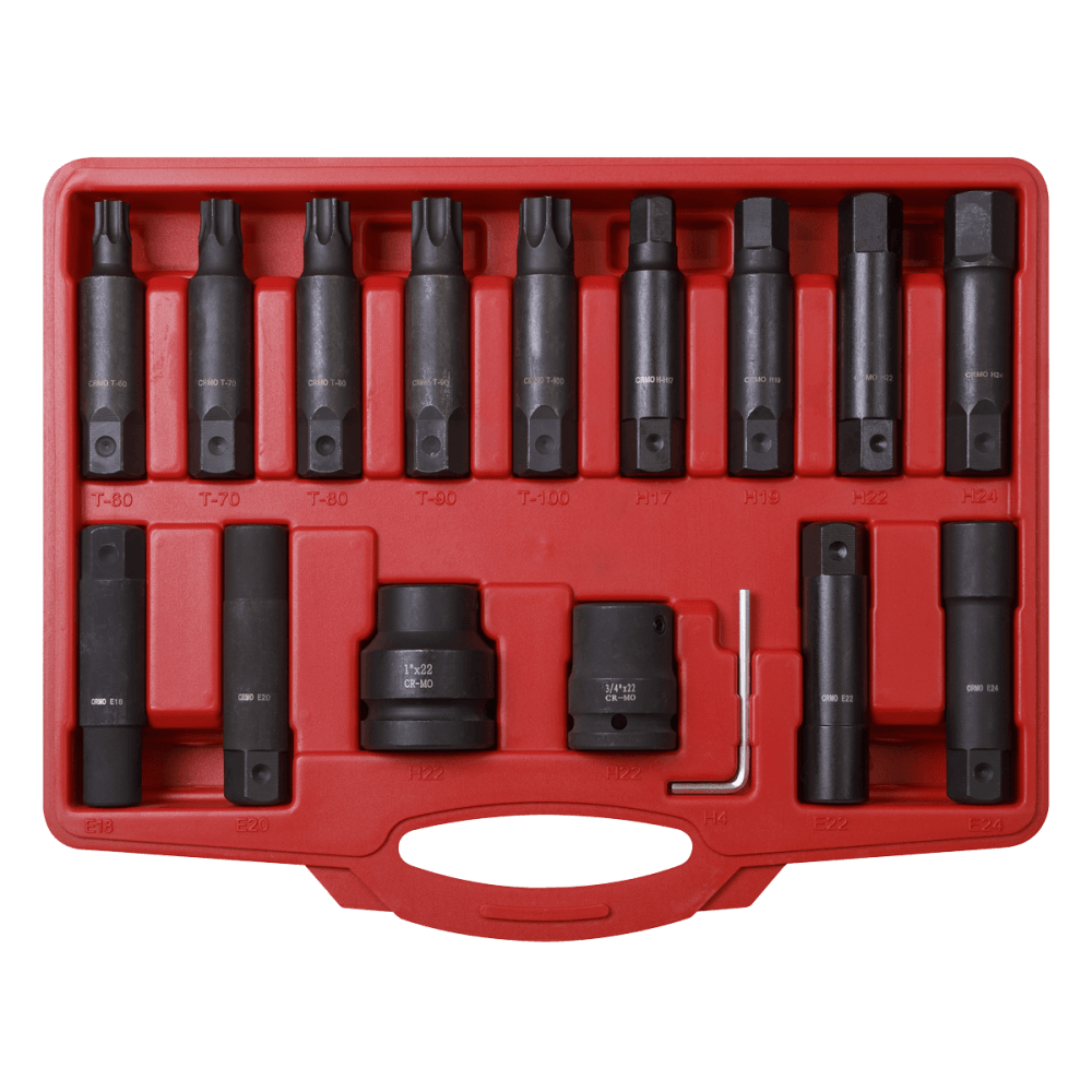 Sealey Impact Hex, TRX-Star* & TRX-Star* Female Socket Bit Set 16pc 3/4" & 1"Sq Drive Model No-SX098