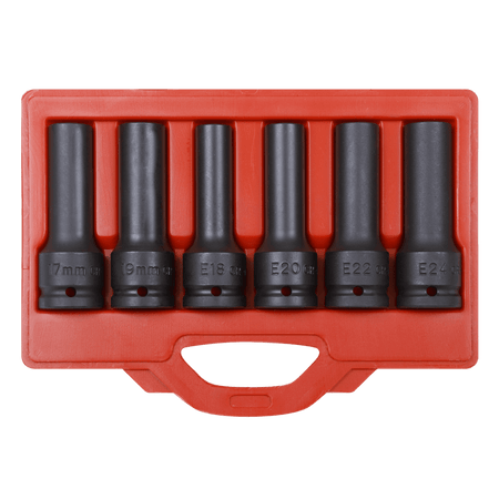 Sealey Impact 12-Point & TRX-Star Female Deep Socket Set 6pc 3/4"Sq Drive Model No-SX099