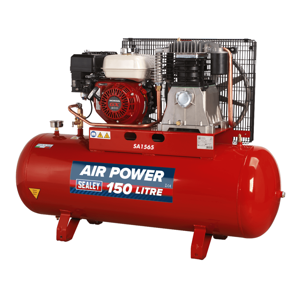 Sealey Compressor 150ltr Belt Drive Petrol Engine 6.5hp Model No-SA1565
