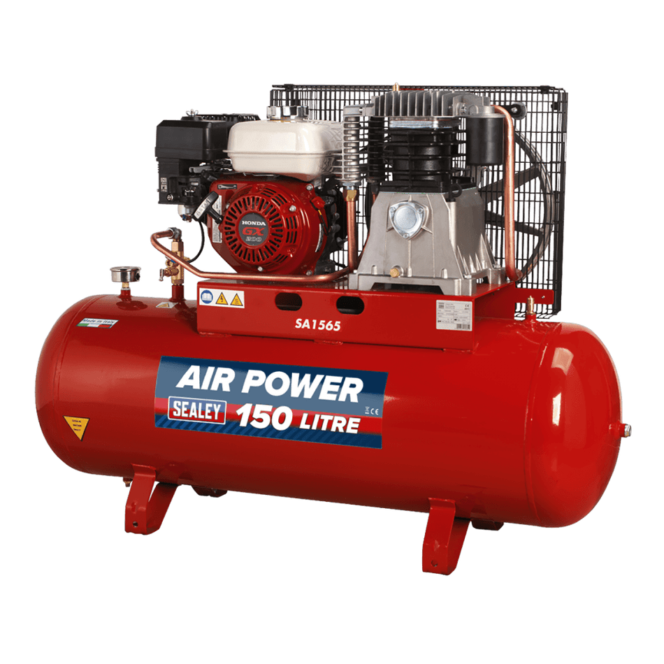 Sealey Compressor 150ltr Belt Drive Petrol Engine 6.5hp Model No-SA1565