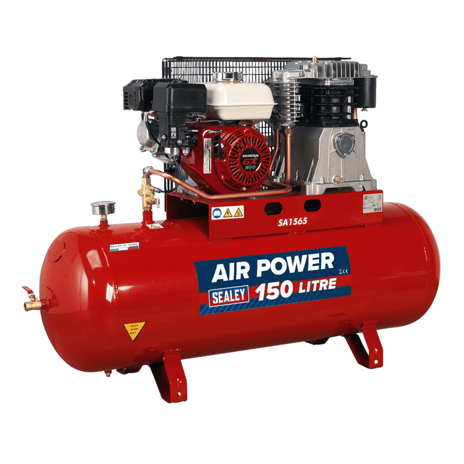 Sealey Compressor 150ltr Belt Drive Petrol Engine 6.5hp Model No-SA1565