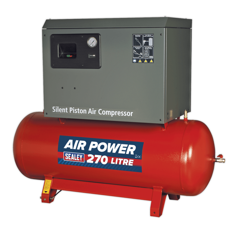 Sealey Compressor 270ltr Belt Drive 7.5hp 3ph 2-Stage with Cast Cylinders Low Noise Model No-SAC72775BLN
