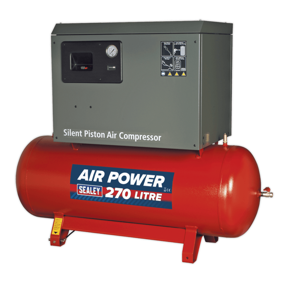 Sealey Compressor 270ltr Belt Drive 7.5hp 3ph 2-Stage with Cast Cylinders Low Noise Model No-SAC72775BLN