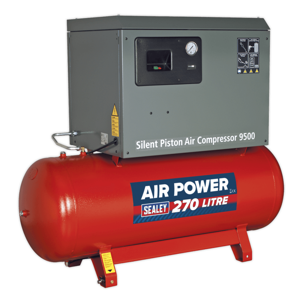 Sealey Compressor 270ltr Belt Drive 7.5hp 3ph 2-Stage with Cast Cylinders Low Noise Model No-SAC72775BLN