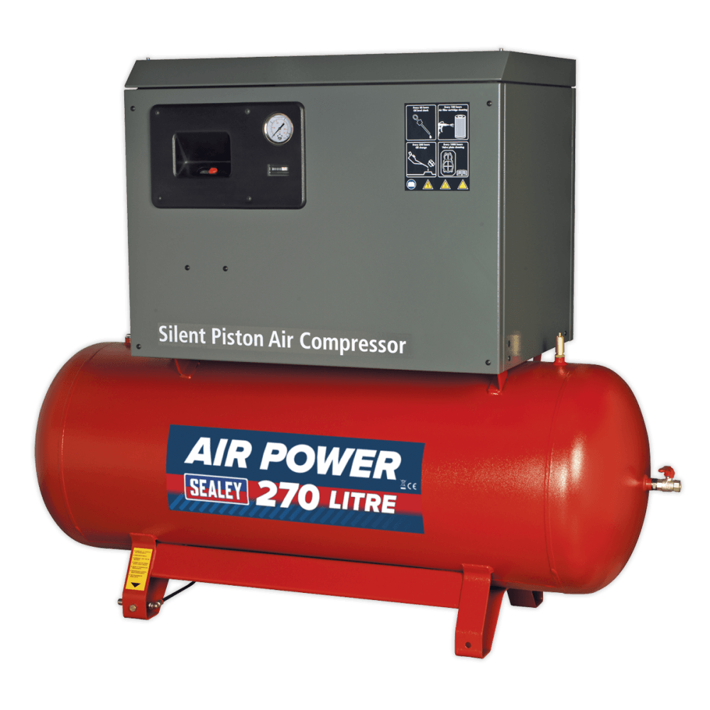 Sealey Compressor 270ltr Belt Drive 5.5hp 3ph 2-Stage with Cast Cylinders Low Noise Model No-SAC42755BLN