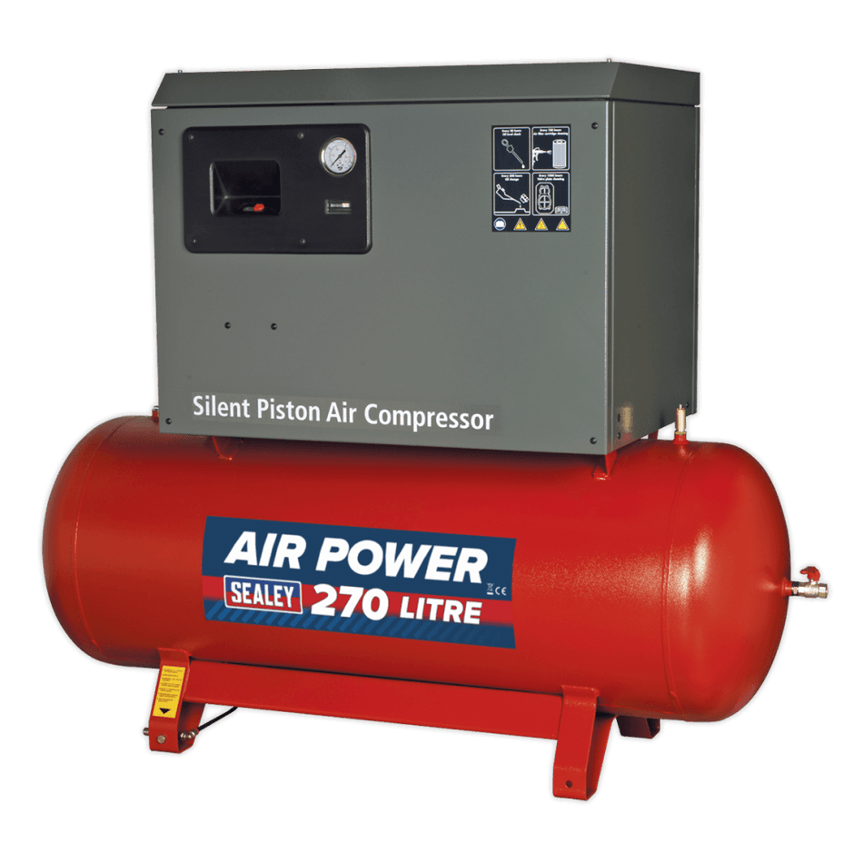 Sealey Compressor 270ltr Belt Drive 5.5hp 3ph 2-Stage with Cast Cylinders Low Noise Model No-SAC42755BLN