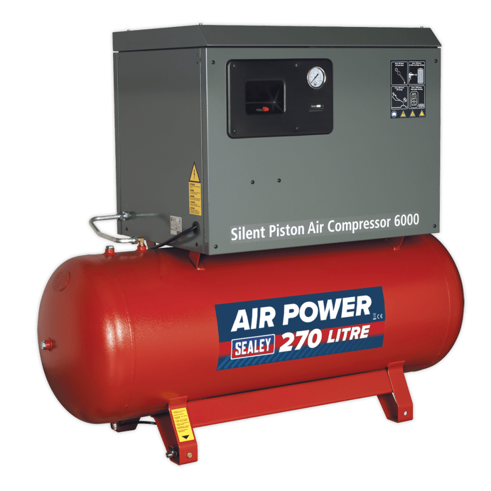 Sealey Compressor 270ltr Belt Drive 5.5hp 3ph 2-Stage with Cast Cylinders Low Noise Model No-SAC42755BLN