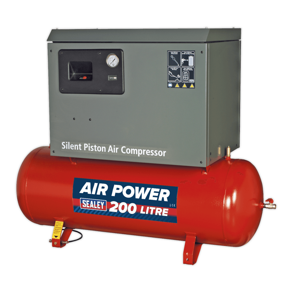Sealey Compressor 200ltr Belt Drive 3hp with Cast Cylinders Low Noise Model No-SAC2203BLN