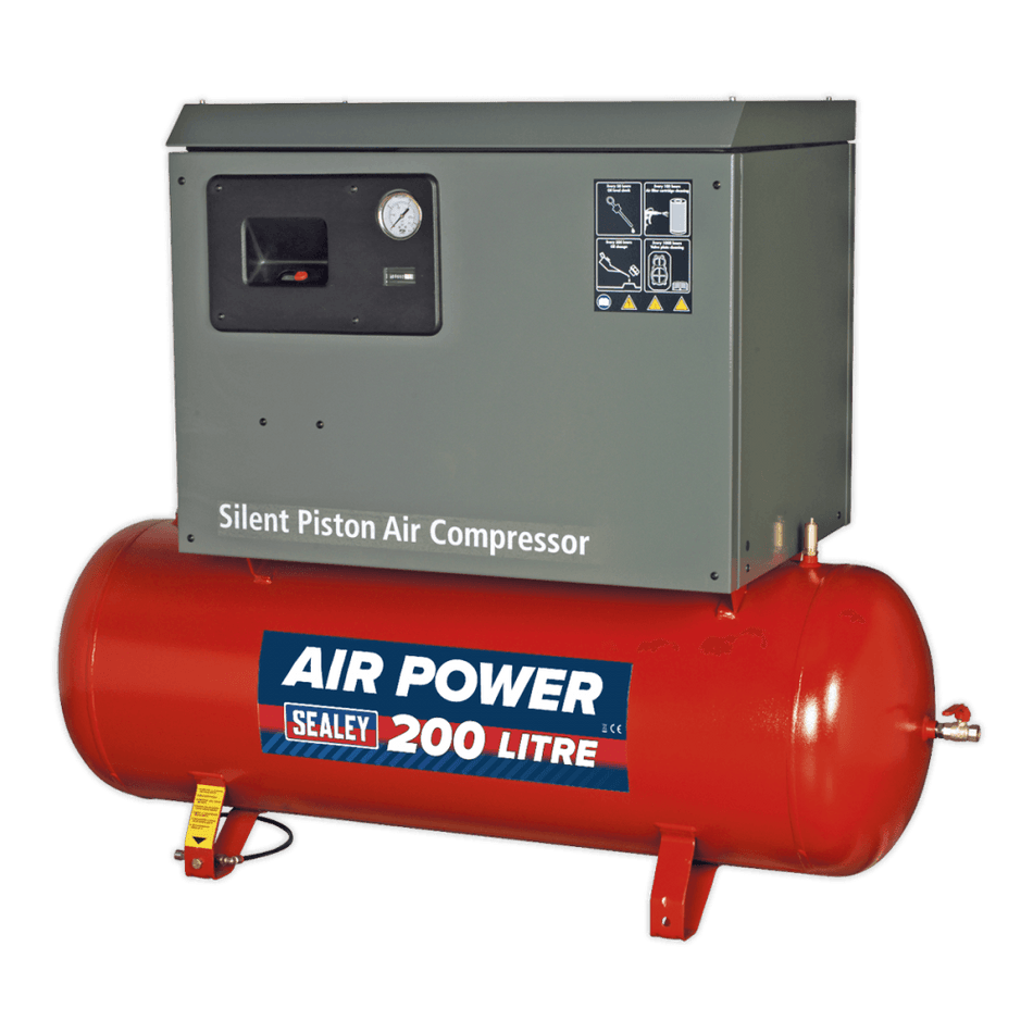 Sealey Compressor 200ltr Belt Drive 3hp with Cast Cylinders Low Noise Model No-SAC2203BLN