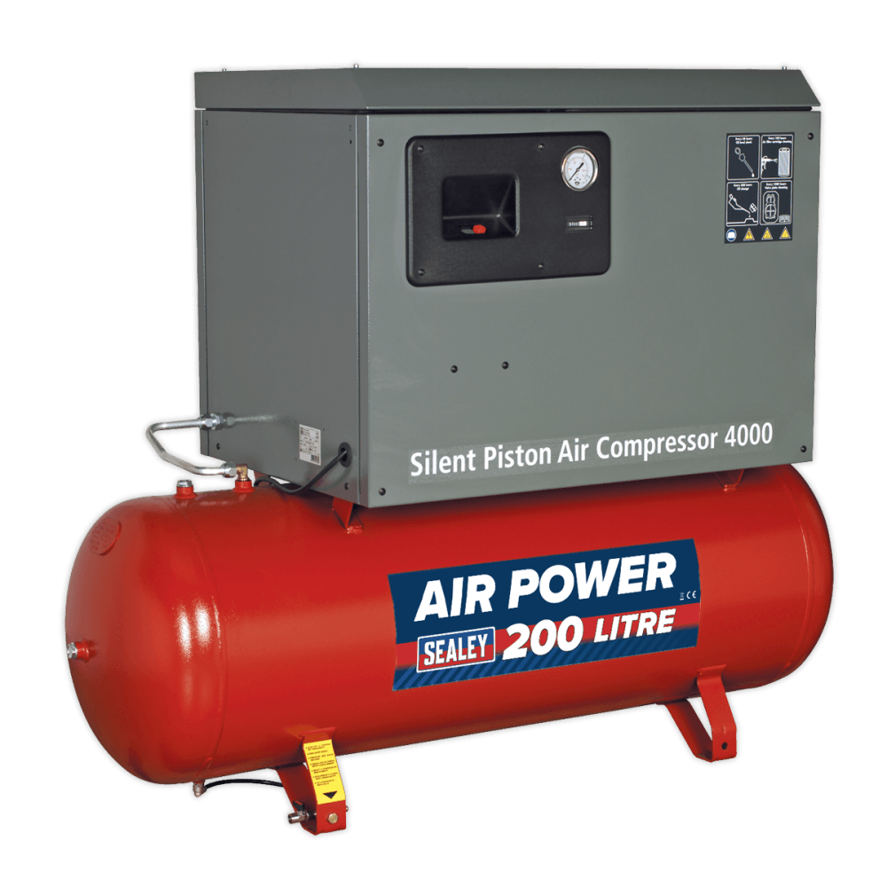 Sealey Compressor 200ltr Belt Drive 3hp with Cast Cylinders Low Noise Model No-SAC2203BLN