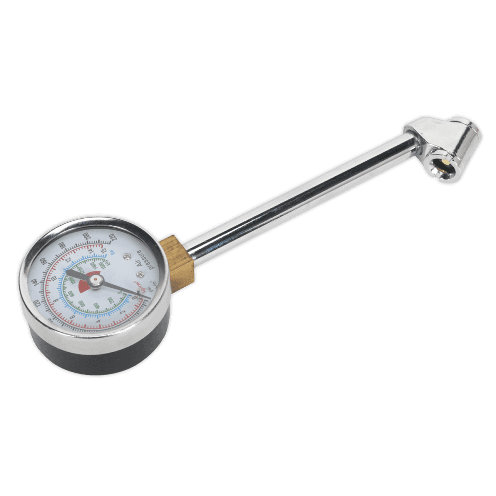Sealey Twin Connector Tyre Pressure Gauge 0-220psi Model No-TSTPG34