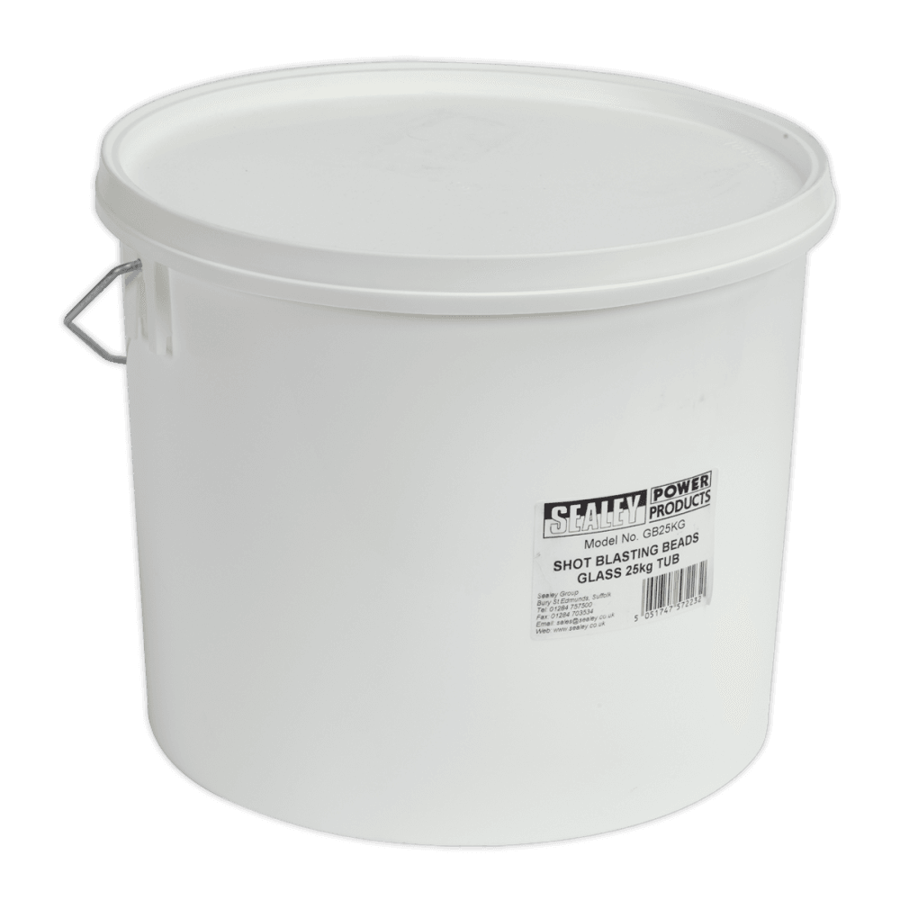 Sealey Shot Blasting Beads Glass 25kg Plastic Tub Model No-GB25KG