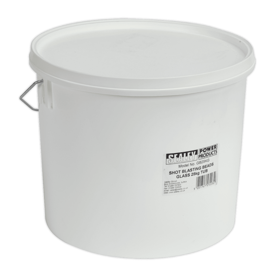Sealey Shot Blasting Beads Glass 25kg Plastic Tub Model No-GB25KG