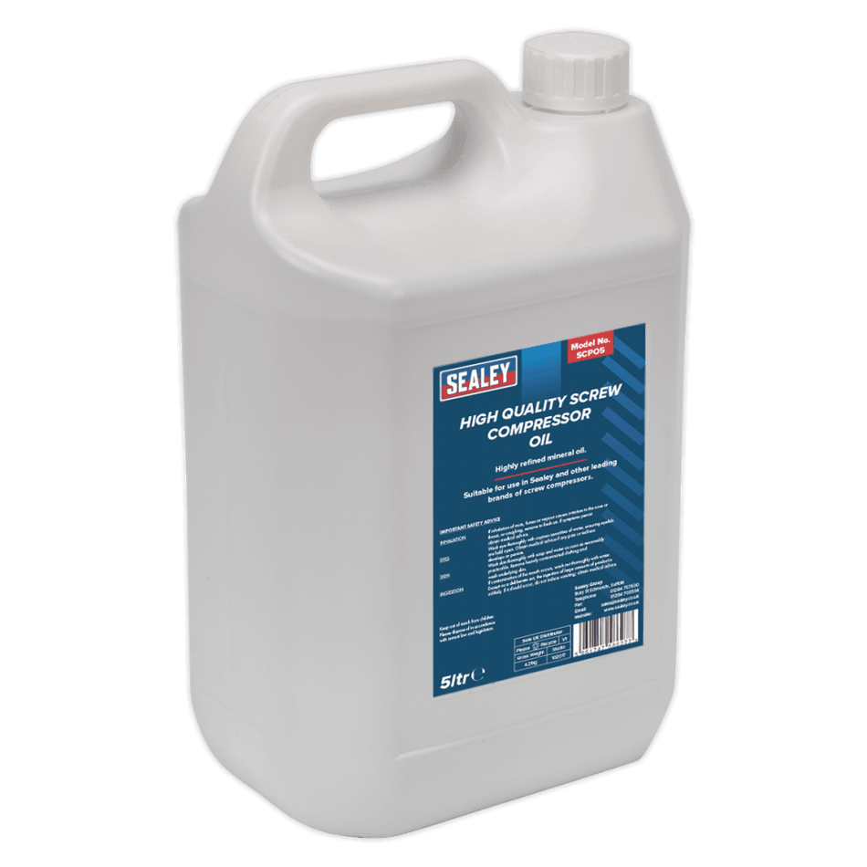 Sealey Screw Compressor Oil 5ltr Model No-SCPO5