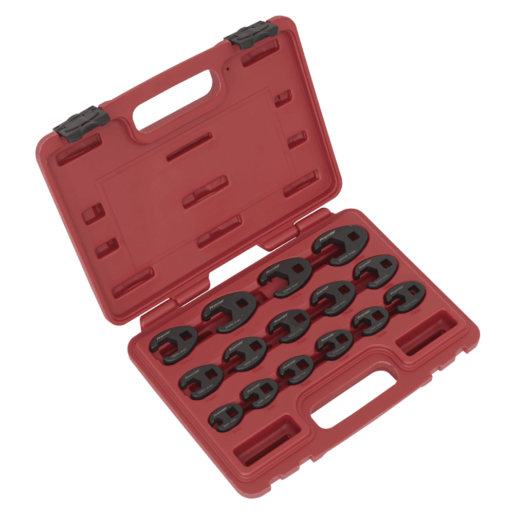 Sealey Crow's Foot Spanner Set 15pc 3/8"Sq Drive Metric Model No-AK5983