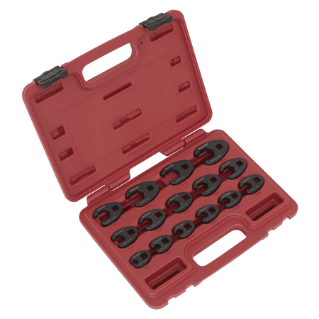Sealey Crow's Foot Spanner Set 15pc 3/8"Sq Drive Metric Model No-AK5983