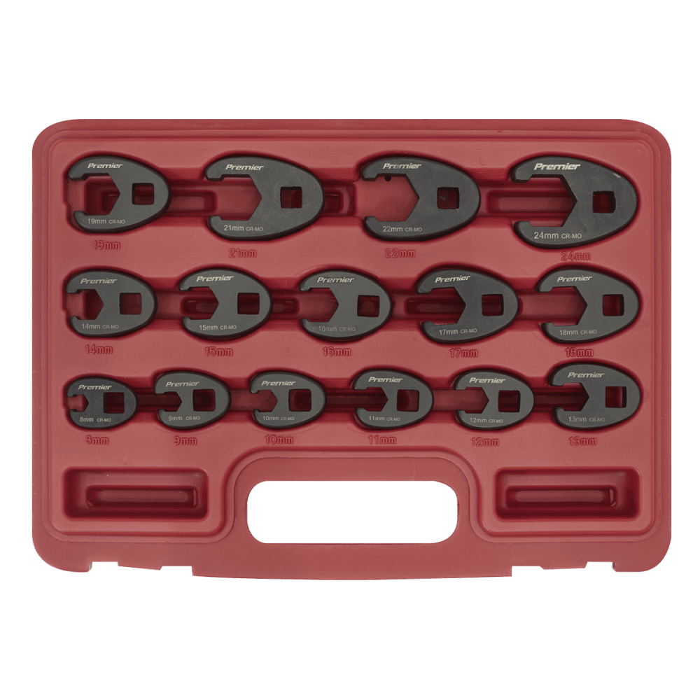 Sealey Crow's Foot Spanner Set 15pc 3/8"Sq Drive Metric Model No-AK5983